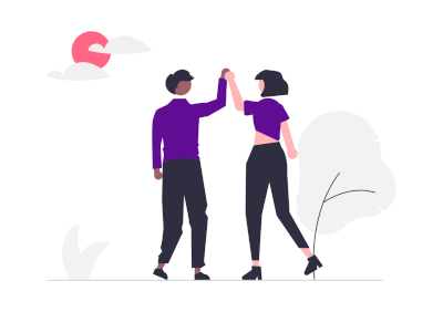 a man and woman high-fiving