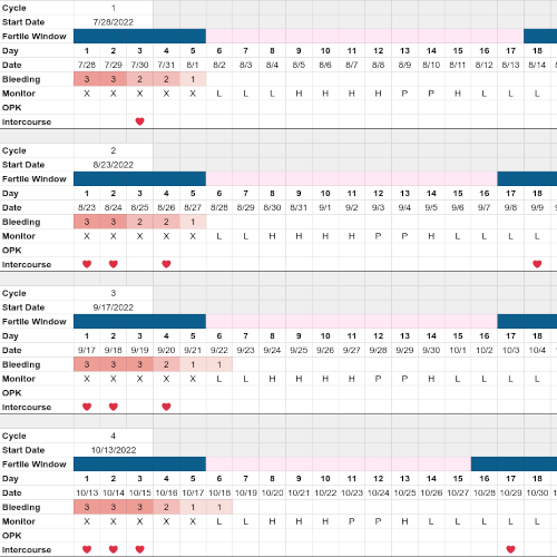 Marquette method chart